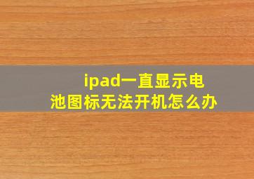 ipad一直显示电池图标无法开机怎么办