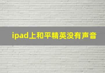 ipad上和平精英没有声音