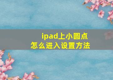 ipad上小圆点怎么进入设置方法