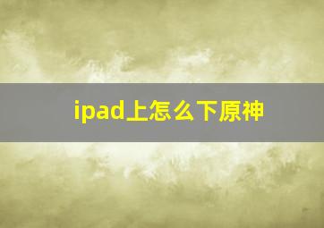 ipad上怎么下原神