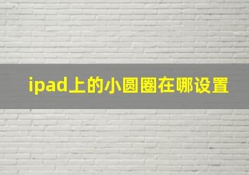 ipad上的小圆圈在哪设置