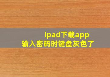 ipad下载app输入密码时键盘灰色了