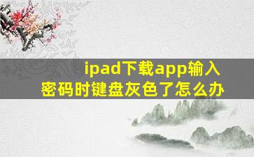 ipad下载app输入密码时键盘灰色了怎么办