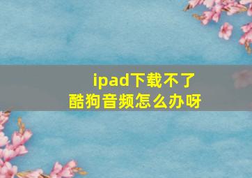 ipad下载不了酷狗音频怎么办呀