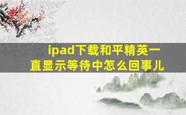 ipad下载和平精英一直显示等待中怎么回事儿