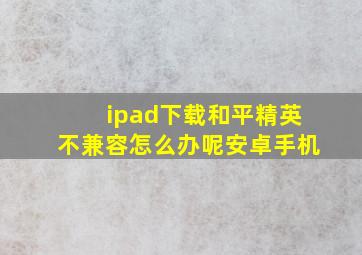 ipad下载和平精英不兼容怎么办呢安卓手机