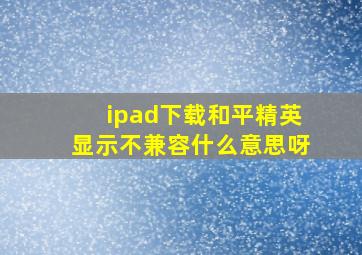 ipad下载和平精英显示不兼容什么意思呀