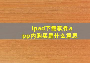 ipad下载软件app内购买是什么意思