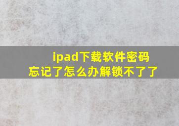 ipad下载软件密码忘记了怎么办解锁不了了