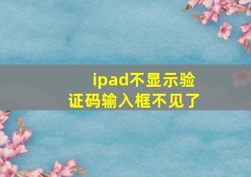 ipad不显示验证码输入框不见了