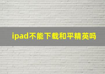 ipad不能下载和平精英吗