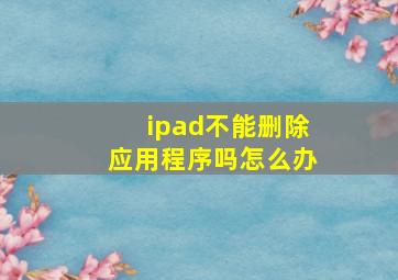 ipad不能删除应用程序吗怎么办