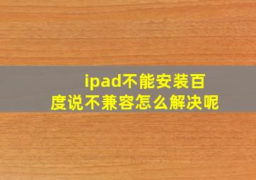 ipad不能安装百度说不兼容怎么解决呢