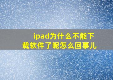 ipad为什么不能下载软件了呢怎么回事儿