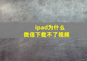 ipad为什么微信下载不了视频