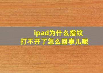 ipad为什么指纹打不开了怎么回事儿呢