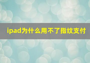 ipad为什么用不了指纹支付