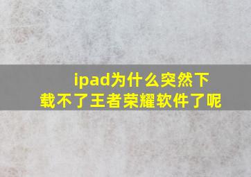 ipad为什么突然下载不了王者荣耀软件了呢