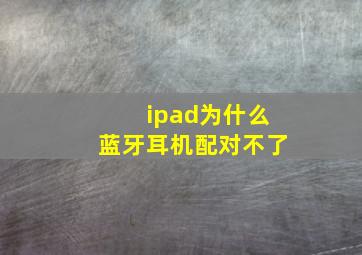 ipad为什么蓝牙耳机配对不了