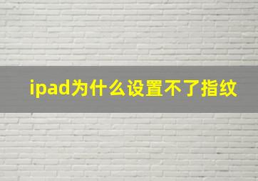 ipad为什么设置不了指纹