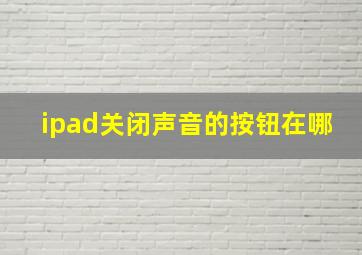 ipad关闭声音的按钮在哪