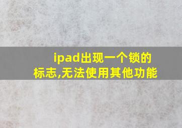 ipad出现一个锁的标志,无法使用其他功能