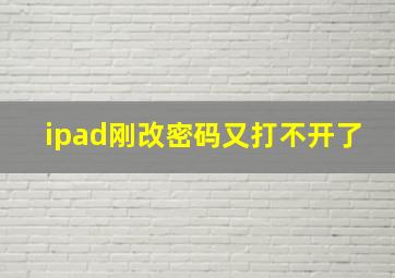 ipad刚改密码又打不开了