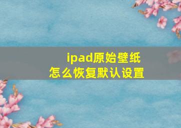 ipad原始壁纸怎么恢复默认设置