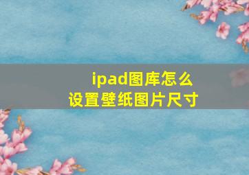 ipad图库怎么设置壁纸图片尺寸