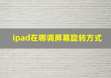 ipad在哪调屏幕旋转方式