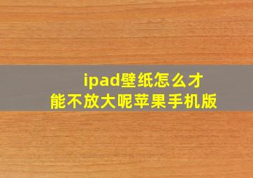 ipad壁纸怎么才能不放大呢苹果手机版