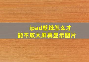 ipad壁纸怎么才能不放大屏幕显示图片