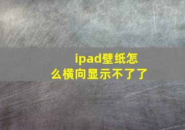 ipad壁纸怎么横向显示不了了