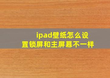 ipad壁纸怎么设置锁屏和主屏幕不一样