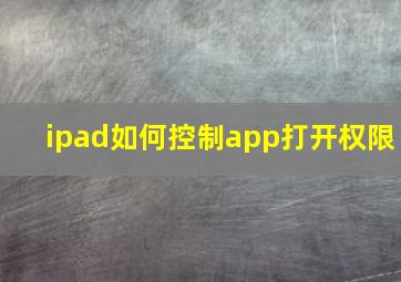 ipad如何控制app打开权限