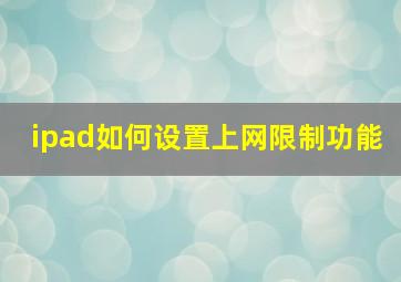 ipad如何设置上网限制功能