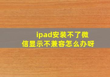 ipad安装不了微信显示不兼容怎么办呀