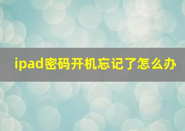 ipad密码开机忘记了怎么办