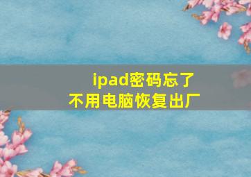 ipad密码忘了不用电脑恢复出厂