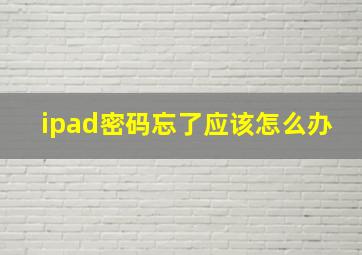 ipad密码忘了应该怎么办