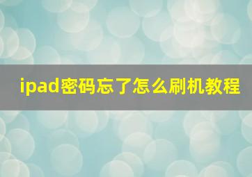 ipad密码忘了怎么刷机教程