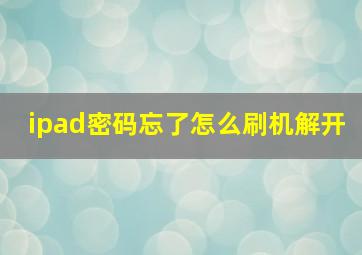 ipad密码忘了怎么刷机解开