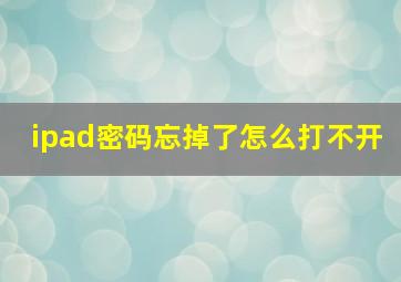 ipad密码忘掉了怎么打不开