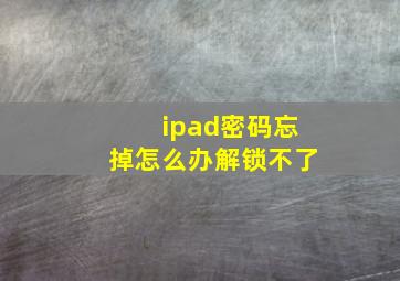 ipad密码忘掉怎么办解锁不了