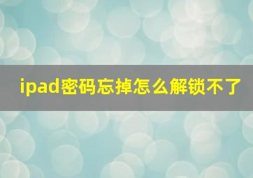 ipad密码忘掉怎么解锁不了