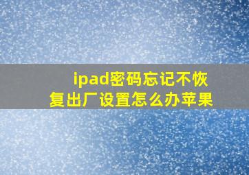 ipad密码忘记不恢复出厂设置怎么办苹果