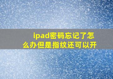 ipad密码忘记了怎么办但是指纹还可以开