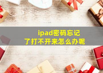 ipad密码忘记了打不开来怎么办呢