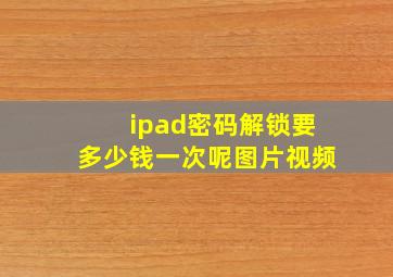 ipad密码解锁要多少钱一次呢图片视频