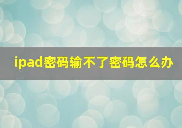 ipad密码输不了密码怎么办